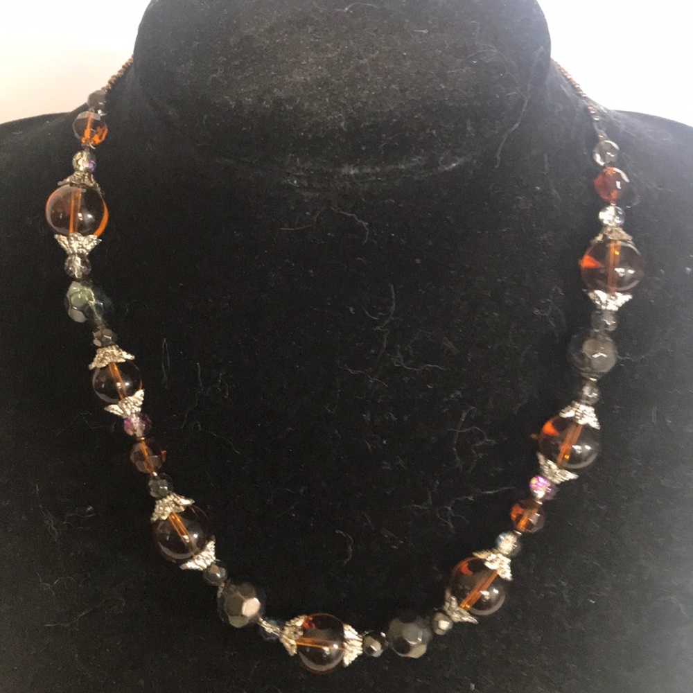 “BROWN GLASS BEAD” NWT 2 piece necklace set.